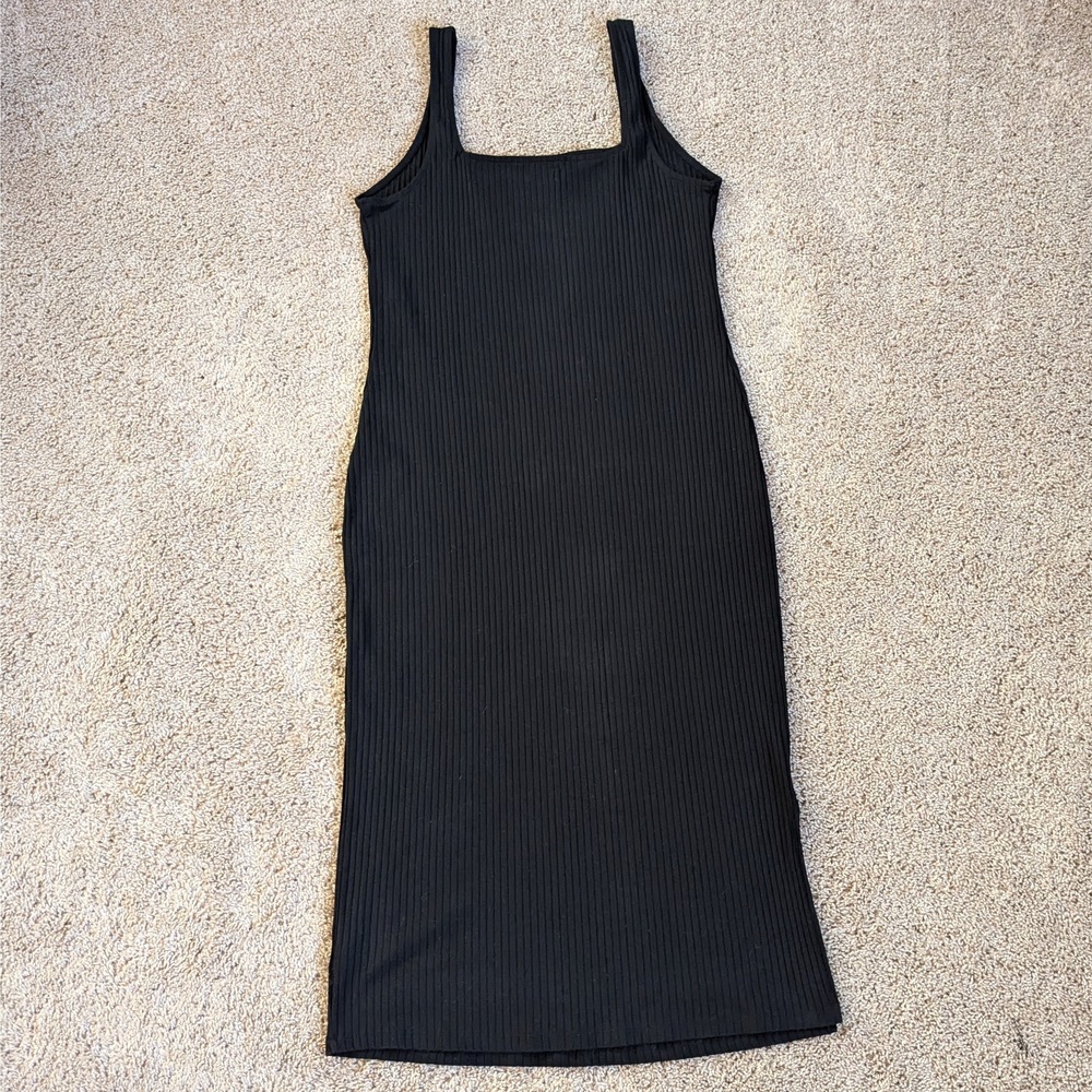 wild fable Dress Womens XXL Black Square Neck Tank Ribbed Stretch Midi Bodycon